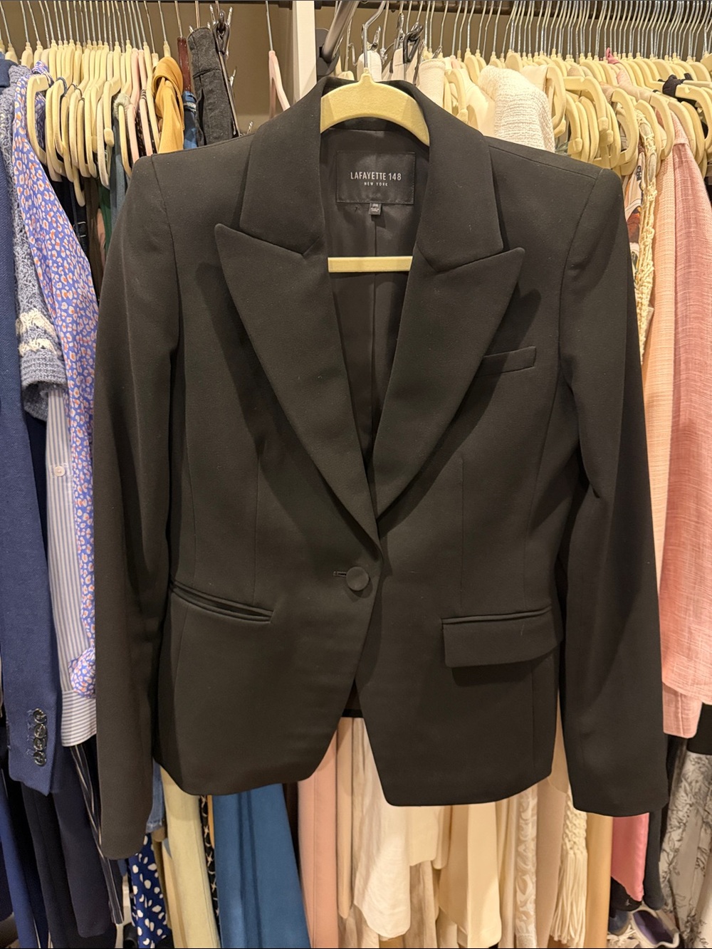 Lafayette 148 New York Black Tailored Single-Button Blazer